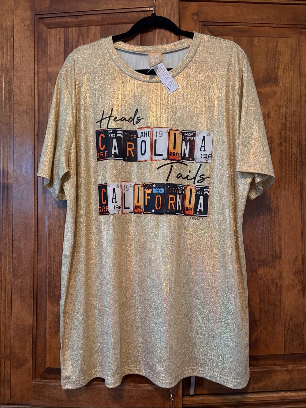 Metallic Gold 'Carolina California' Short-Sleeve Graphic Tee - Women